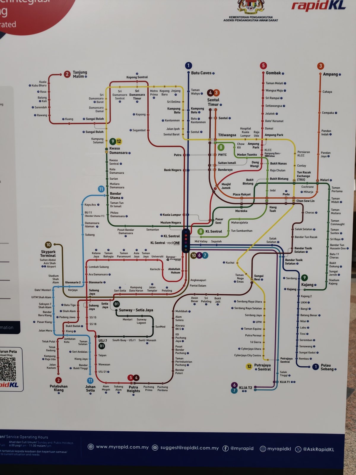 クアラルンプールのrapidKL路線図