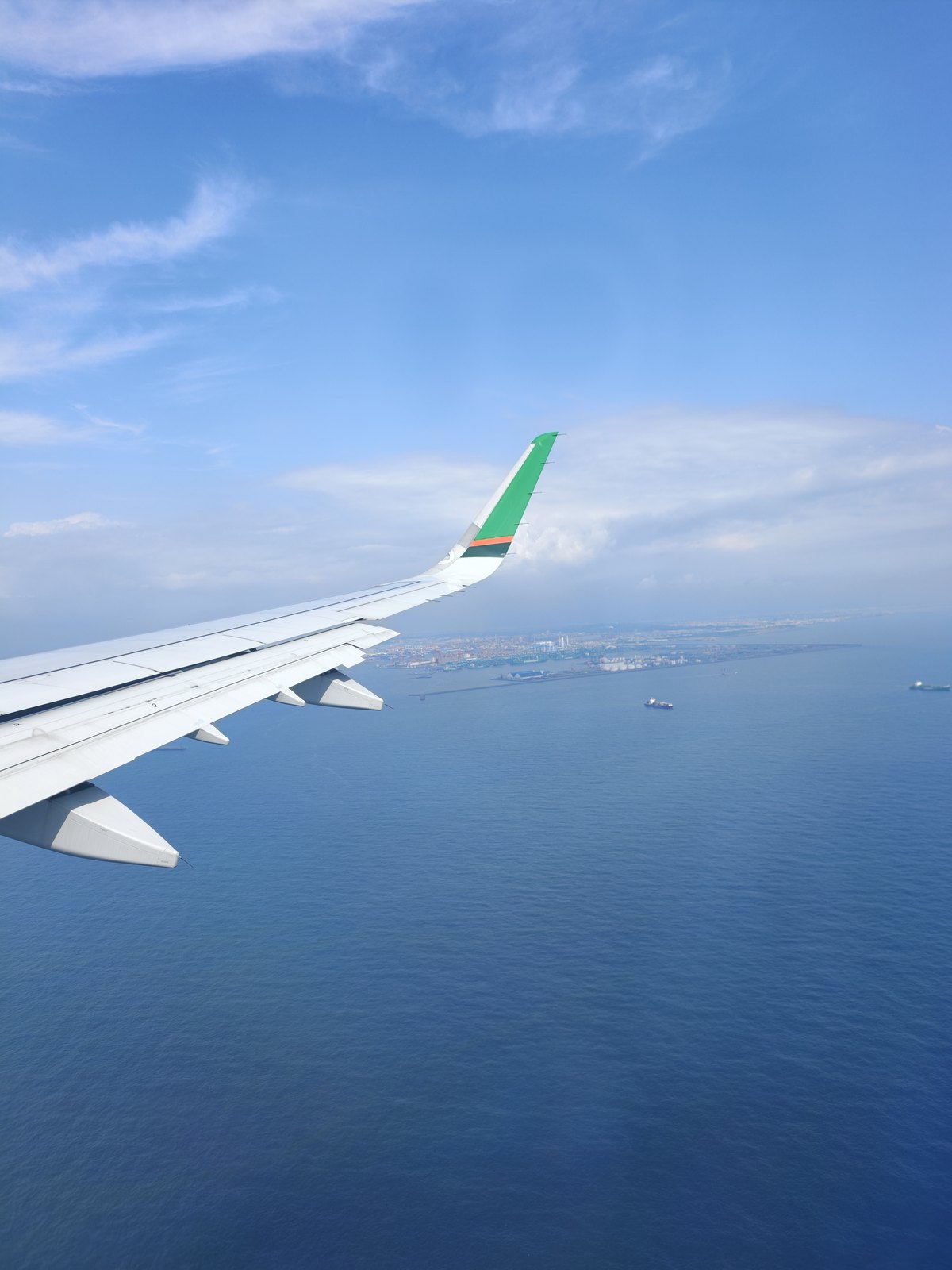 着陸前に見えた高雄の海